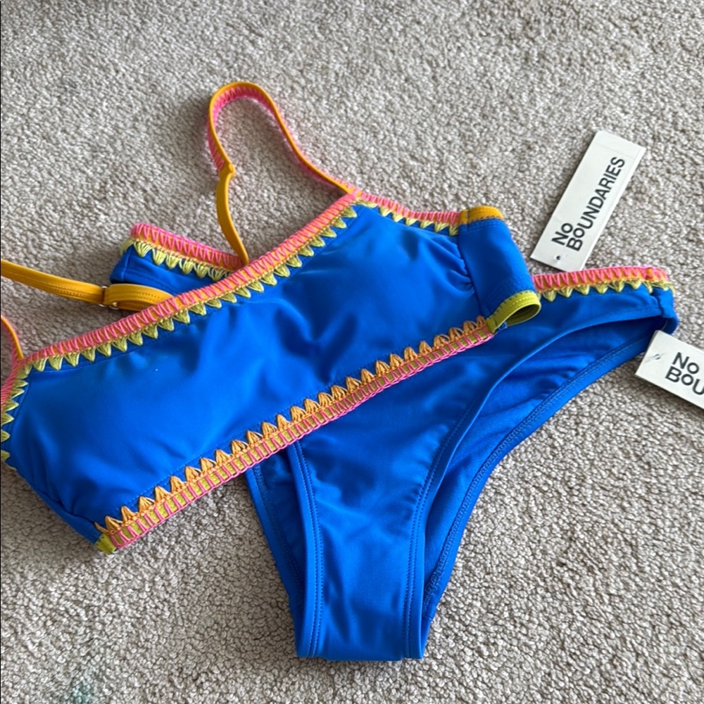 No Boundaries Blue and Yellow Bikini Set Sporty Swimwear